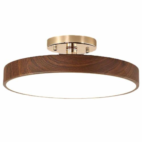 Luminaire LED chasse dimmable 3000-6000K plafonnier rond en noyer