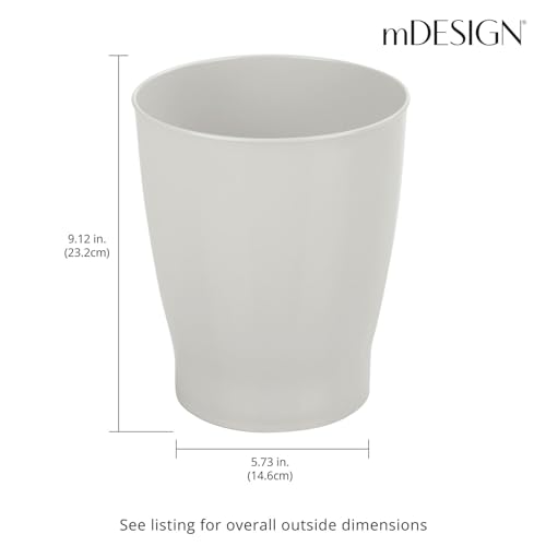 Image of mDesign Round Plastic Bathroom Garbage Can, 1.25 Gallon Wastebasket, Garbage Bin, Trash Can for Bathroom, Bedroom, and Kids Room - Small Trash Can - Fyfe Collection - Light Gray