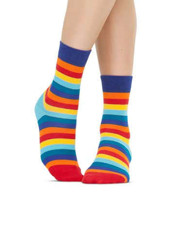 JNRB Men's Cotton Colorful Bright Casual Dress Crew Socks Striped Polka Dots Camouflage Plaid Tartan Zigzag Pattern, L-XL3