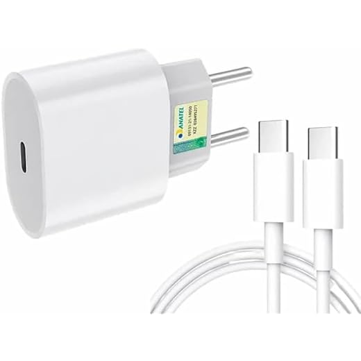 Cabo Tipo Usb-C-Usb-C 1m + Fonte Carregador Turbo 20W Android Rápido 3.1A Bivolt Compatível Sansung Motorola LG PREMIUM (Gama Multimarcas)