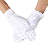 Hmxpls White Cotton Gloves Marching Band Gloves Pallbearer Usher Glove, Parade Costume White Uniform Glove for...
