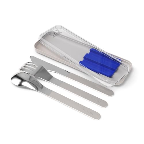 MONBENTO - Besteck für unterwegs MB Slim Box – Blau – Besteckset Lunch Box mit Etui für Bentos MB Original MB Square und MB Sense – Besteck für Mahlzeiten unterwegs Outdoor – Gabel, Messer, Löffel