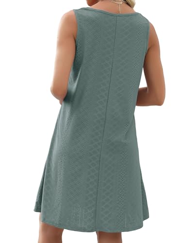 Image of elescat Swimsuit Coverup Summer Dresses for Women Eyelet Casual Loose Sleeveless Sundress with Pockets 2026