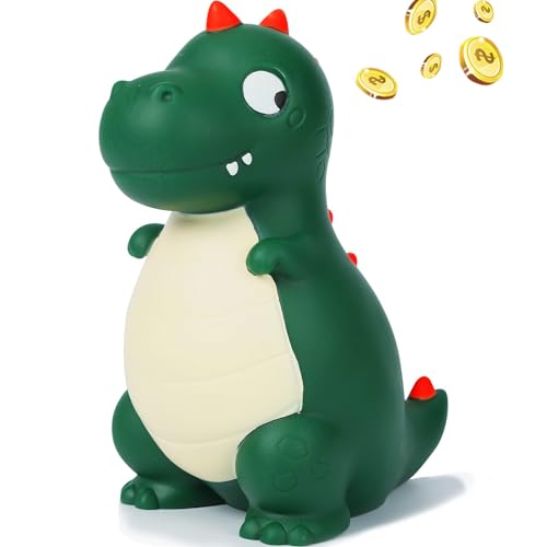 Dinosaur Piggy Bank Piggy Banks For Kids Cartoon Green Dinosaur ChildrenS Piggy Bank Fall Proof Unique ChildrenS Lovely Toysbirthday Gifts (Dark green)