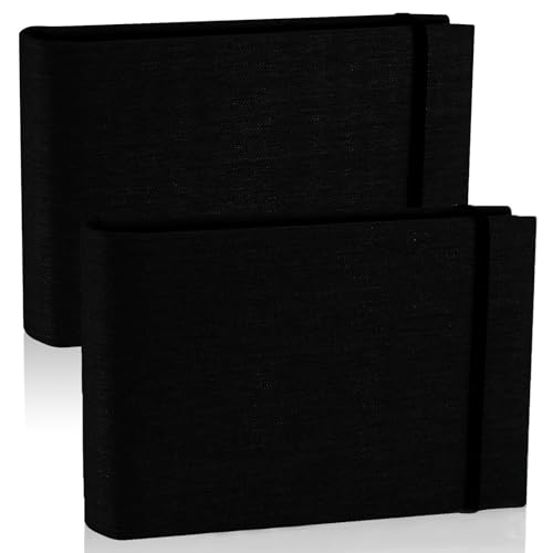 2 Pack Small Photo Album 6x4, 200 Photos Small Mini Linen Photo Albums, Flip Photo Book Photo Album Pockets with Slip-In Album for Baby Wedding Travel (Black, 6x4inch)
