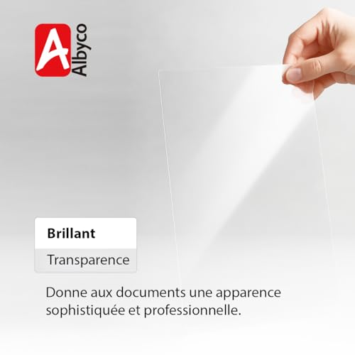 Albyco couvertures de reliures transparents, ép. 200 µm, A4, 210x297mm – vue 5