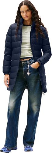 Tommy Jeans Doudoune Femme Essential Hooded Down Coat avec Fausse Fourrure, Bleu (Dark Night Navy), M