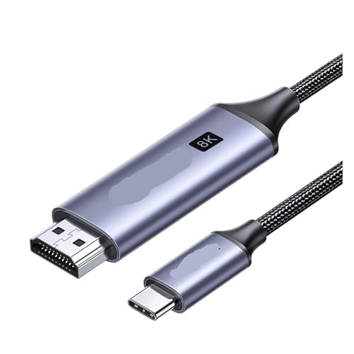 USB C To 4K 8K HDMI-compatible Cable 8K/60Hz 4K/120Hz Compatible For MacBook Pro/iMac/IPad Pro， Compatible For Samsung Galaxy， To HDMI 2.1(Metal Grey 8K,3m)