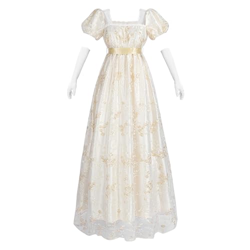 Fiamll Vestito da ballo Regency per donna - Taglia impero - Abito da ballo - Costume rinascimentale cottagecore con guanti, XXL