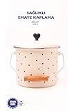 Black Cupid Heart Pattern Enamel Container, 20cm, 3 Liter, Aluminum, Durable, Multi-Purpose Storage Pot, 10x10 inches, Compatible with All Stovetops