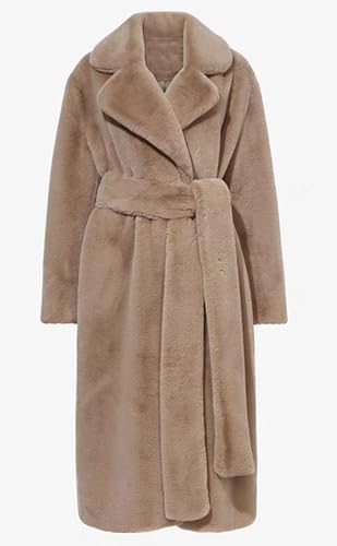 CHARTOU Women Faux Fur Coat Long Sleeve Winter Fluffy Jacket Overcoat Warm Fuzzy Coat Cardigan with Belt Outdoor2