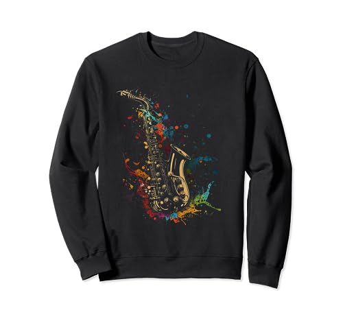 Saxophone Splash Art Musician Wind Music Jazz Retro Saxophon Sudadera