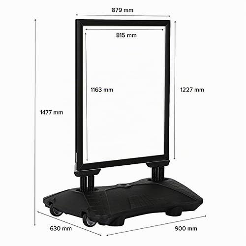 WindPro® Plakatständer Slim DIN A0 | Aufsteller A0 mit befüllbarem Wassertank | Werbeaufsteller Aussen mit robusten Stahlfedern | Werbung Ständer in schwarz