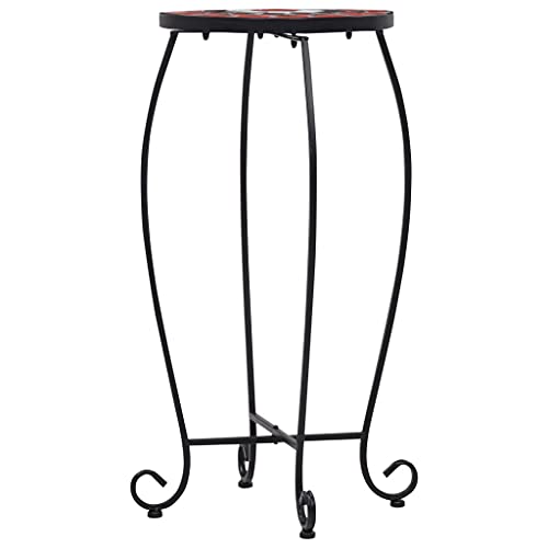 vidaXL 3X Mosaik Tisch Bistrotisch Blumenständer Blumenhocker Balkontisch Beistelltisch Blumensäule Gartentisch Terrakotta Weiß Keramik – Bild 6