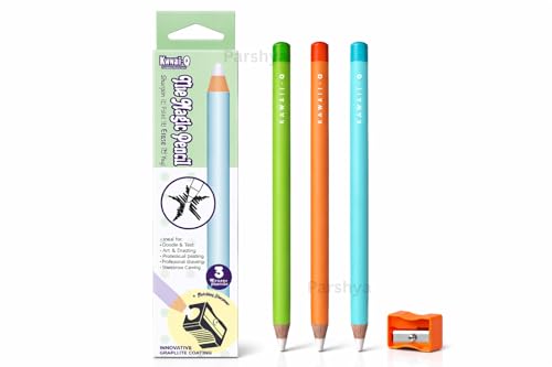 Image of Parshya Magic Pencil Shape Eraser Set with Sharpener | Premium Wooden Body Erasers for Kids, Students & Artists | Smooth Non-Dust Erasing | Ideal Birthday Return Gift(Pack of 2 Set)