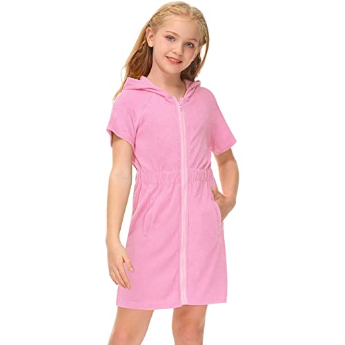 Mercatoo Traje de banho feminino com zíper Terrys Cover Up Roupão de banho com capuz com bolsos mang