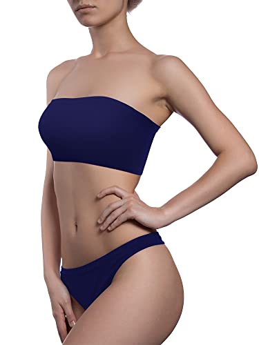 Image of HESTYA 3 Pack Women's Strapless Bandeau Bra Seamless Bralette Soft Stretchy Non-Padded Wireless Tube Top Bras