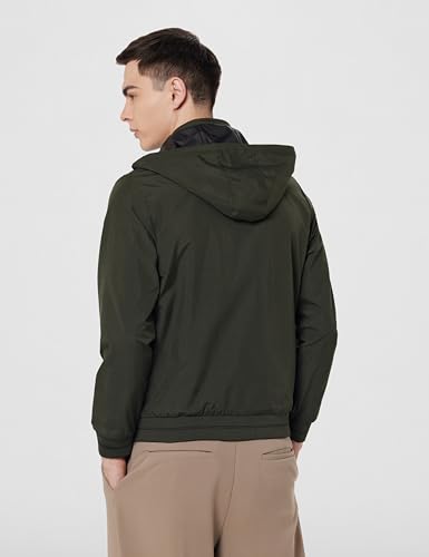 Image of Qube By Fort Collins Men's Polyester Standard Length Regular Fit Reversible Winter Jacket with Ribbed Cuffs & Hood - Warm, Stylish & Versatile