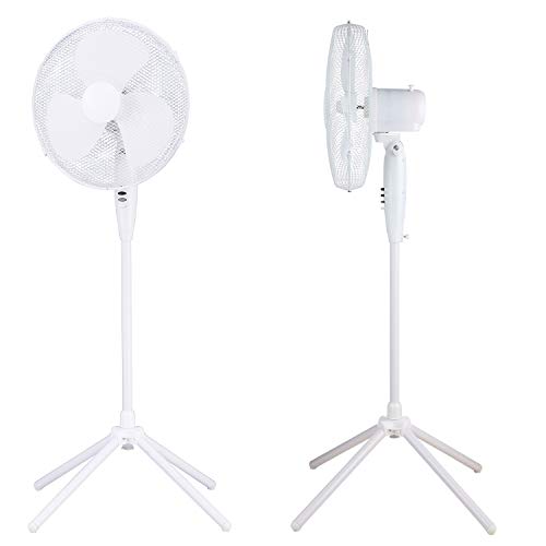 AB ELEKTRO Standventilator 50W starker Motor, 85° Oszillation mit 3 Geschwindigkeitsstufen und verstellbarem Neigungswinkel, Weiß