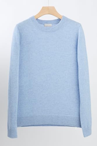 Image of JENNIE LIU Women's 100% Pure Cashmere Crew Neck Sweater, Tight Knit Cozy Soft Hand Washable Long Sleeve Pullover