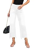 LOLONG Flare Jeans for Women Trendy High Waisted Casual Crop Bell Bottom Stretchy Denim Pants White