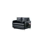 Convertible Sleeper Sofa Bed, Loveseat Couch With Pull Out Bed, Side Pockets For Living Room