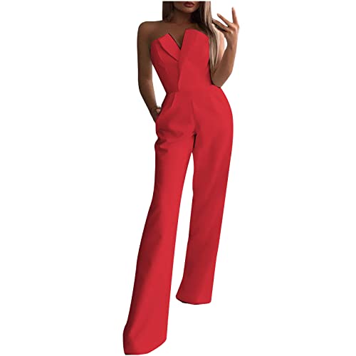 Salopette femme chic pantalon taille haute et combinaison à col V