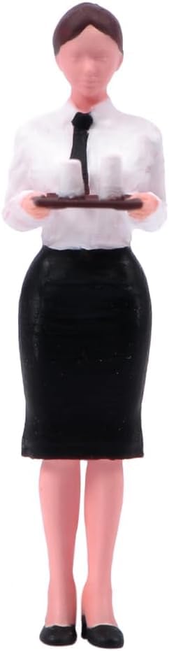 Figurine Waitress AMITD 1/18 en uniforme noir et blanc pour collection aviation