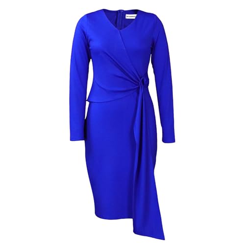 Las Mujeres De OtoñO E Invierno De Color SóLido De Moda con Cuello En V De Manga Larga Temperamento Commuter LáPiz Vestidos