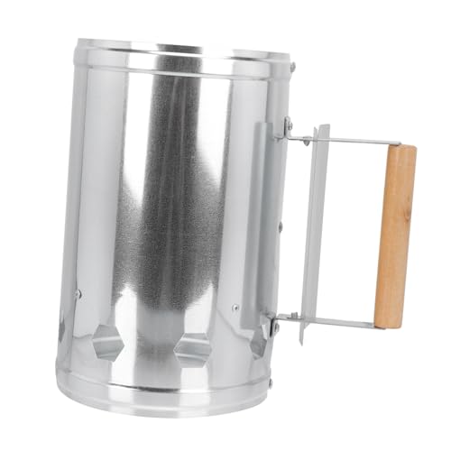 Milisten Accenditore a Carbone e Barile di Carbonio per Barbecue All'aperto Manico in Legno Isolante, Lamiera Resistente e Fori di Aerazione per Accensione Rapida e Sicurezza nei Giardini e Campeggio