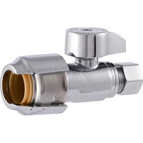 SharkBite Max 1/2 x 3/8 Inch Compression Straight Stop Valve, Quarter Turn, Push to Connect Brass Plumbing Fitting, PEX Pipe, Copper, CPVC, PE-RT, HDPE, UR23037 Cover