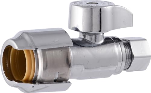Image of SharkBite Max 1 /2 x 3 /8 Inch Compression Straight Stop Valve, Quarter Turn, Push to Connect Brass Plumbing Fitting, PEX Pipe, Copper, CPVC, PE-RT, HDPE, UR23037
