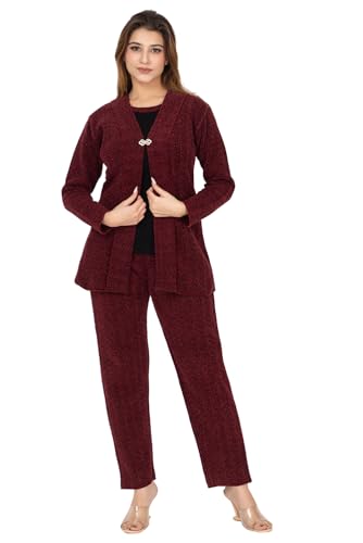 Image of TWENTY ME Winter Wear Full Sleeve Soft Wool Women's Solid Co-ord Set (6706)