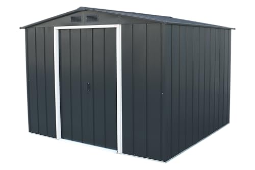 Duramax ECO 8 x 8 (5.89 m²) Abri de Jardin en Métal Galvanisé à Chaud, Abri de Stockage d'Outils, Structure de Toit Renforcée,...