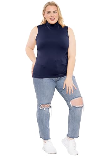 Image of Womens Turtle Neck | Long Sleeve and Sleeveless Top | Plus Size XL-7X | Tops Women White Turtleneck Women