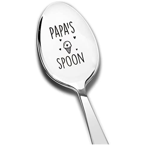 Papa’s Ice Cream Spoon Engraved Stainless Steel Funny, Papa Gifts from Granddaughter Grandson Wife, Dessert Ice Cream Lovers Gifts for Grandpa Birthday Father's Day Christmas Cover