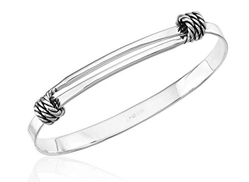Ed Levin Signature Nautical Knot-I-Cal Bangle Bracelet .925 Sterling Silver (7.5) #TOP1