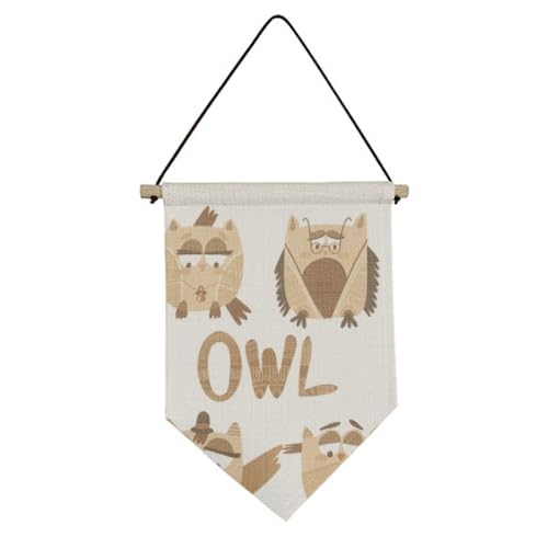 Bannière décorative en toile motif hibou cadeau idéal crémaillère