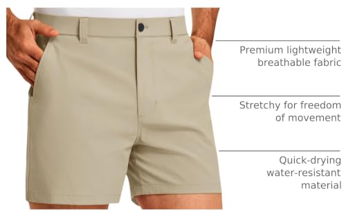 Image of PULI Golf Shorts Men 5 Inch Inseam Stretch Casual Dress Shorts with Pockets Waterproof Lightweight Quick Dry