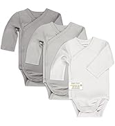 LaLoona Wickelbody Langarm 3er Pack - Baby Body Set aus Baumwolle, Langarmbody mit Knöpfen, ÖkoTe...