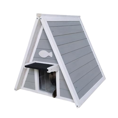 Unuonuo ペットハウス 猫 ハウス 屋外 キャットハウス 猫の家 おしゃれ 猫ハウス冬用 屋外 防水 耐重 通気性 防寒 雨よけ 防風 組み立て 野良猫ハウス 洗え 小型犬 猫 ウサギ小屋 避難所 四季通用 屋内兼用 グレー