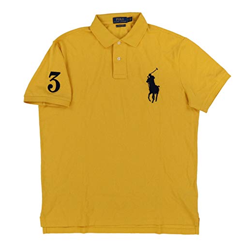 Polo Ralph Lauren Mens Custom Slim Fit Big Pony Logo Polo Shirt (Medium, Yellow Gold)
