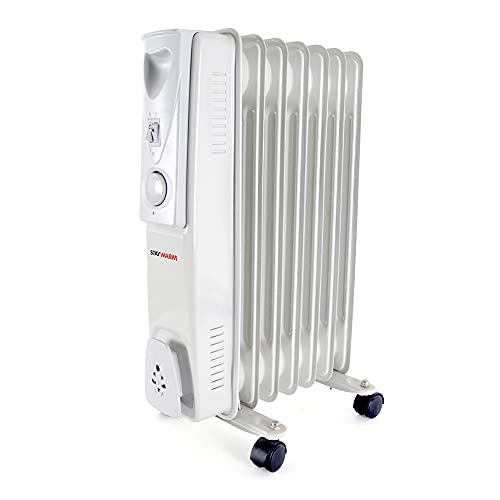 STAYWARM 1500w 7 Fin Oil Radiator with 3 Heat Settings / Variable Thermostat / Frost Watch Protection - F2602GR - Grey option