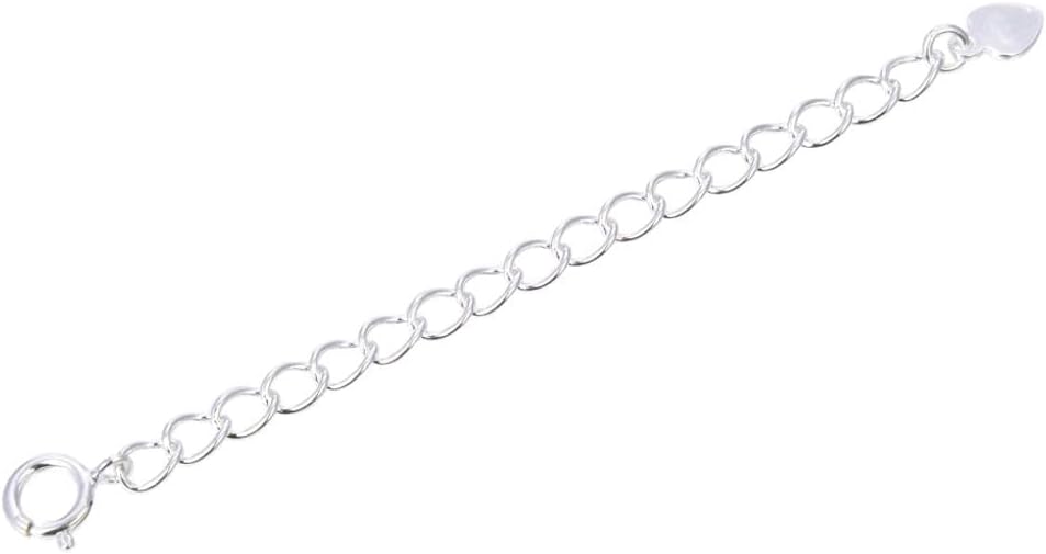 1pc Adabele Authentic 925 Sterling Silver Chain Extender Clasp Cute Heart Drop Removable Adjustable 3 inch Extension for Necklace Bracelet Anklet Jewelry Making SS299-3