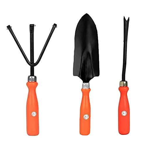 Kraft Seeds Garden Tool Set – 3 Pcs (Big Shovel, Cultivator, Weeder) | Terrace Gardening Accessories | Gardening Tools Kit for Home Gardening | Essential Farming Spade, Trowel, Tiller for Gardening