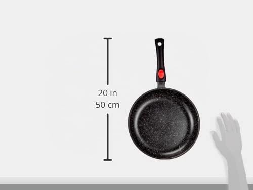 Foto von Kamberg – 0008023 – Pfanne 28 cm – Abnehmbarer Griff – Aluminiumguss – Beschichtung in Steinoptik – Für alle Herdarten, auch Induktion – PFOA‑frei, Schwarz