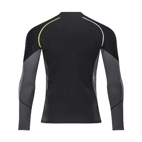 Wetsuit Top 3mm Neoprene Jacket for Men with Zipper Long Sleeve Diving Jacket for Swimming, Snorkeling, Scuba Diving & Surfing(3FT-2-4XL)