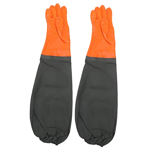 CLISPEED Guantes Impermeables de Pesca y Jardinería Profesionales Resistentes y Antideslizantes con Puño Elástico para Uso Diario Estanques y Acuarios de Naranja