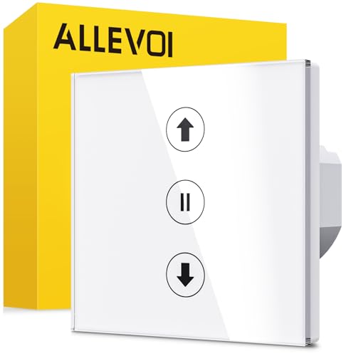 ALLEVOI Interruptor Inteligente Persiana 86 * 86mm, Interruptor Wifi Persianas Control de APP y Voz, Compatible con Alexa y Google Home, Necesita Cable Neutro, 1 Pieza