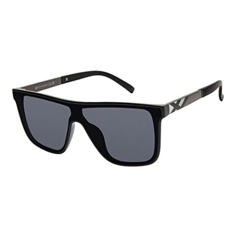 Rocawear R1543 Modern UV400 Protective Square Shield Sunglasses. Gifts for Men with Flair, 136 mm, Black & Gunmetal Cover